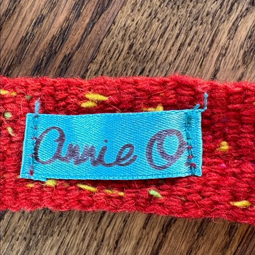 Annie O red wool embroidered floral belt